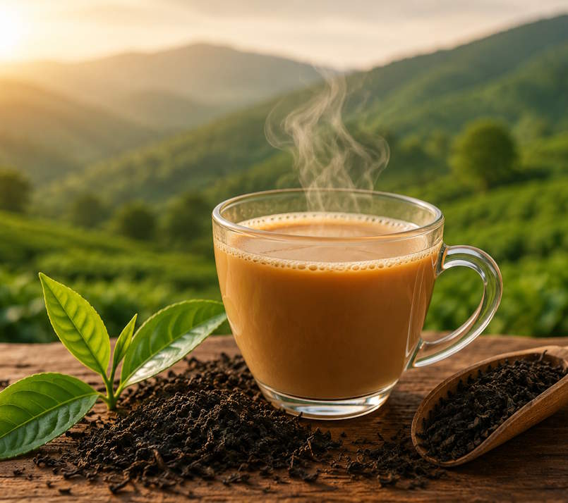 Freshly brewed cup of tea